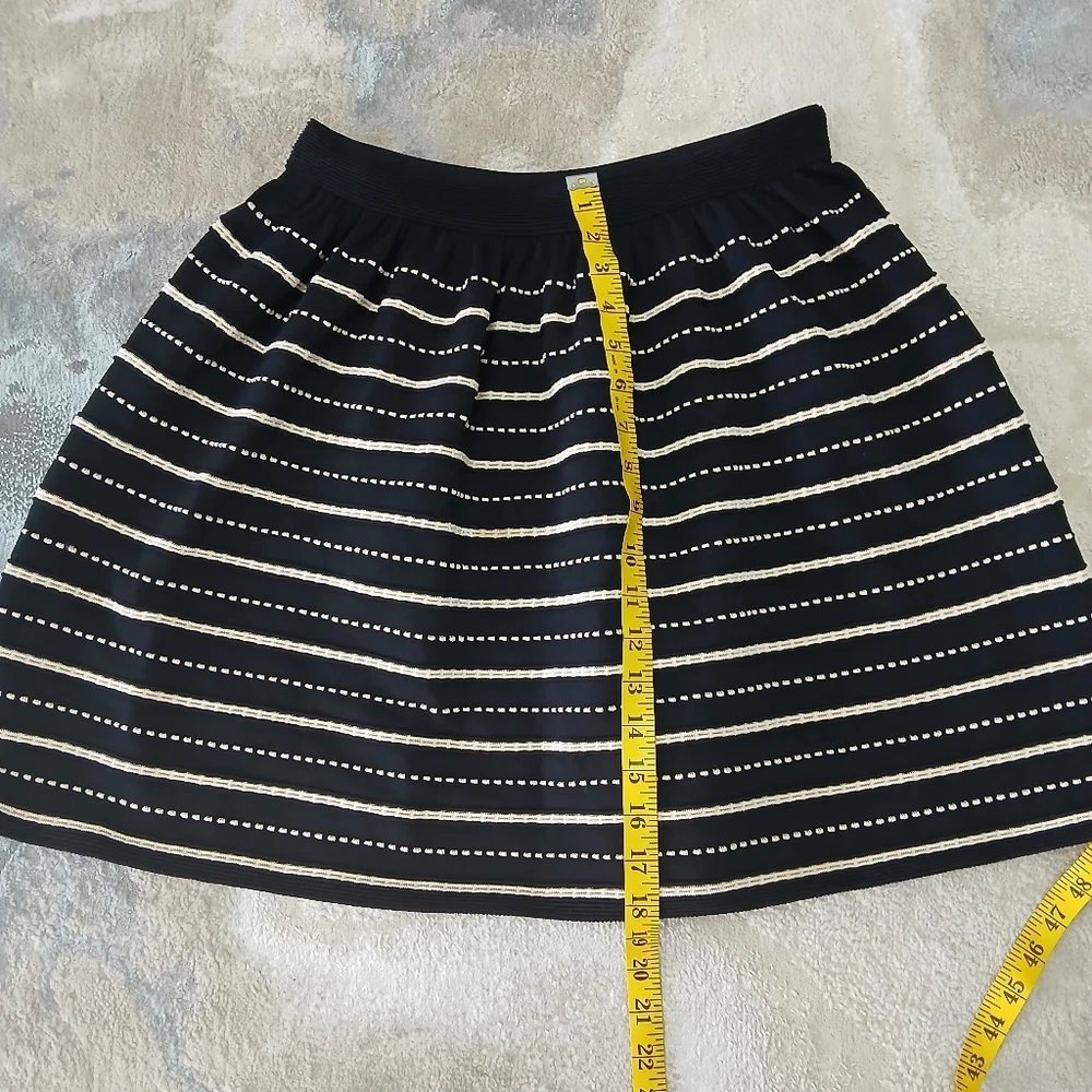 SANDRO PARIS‎ CREPE KNIT BLACK STRIPED MINI SKIRT